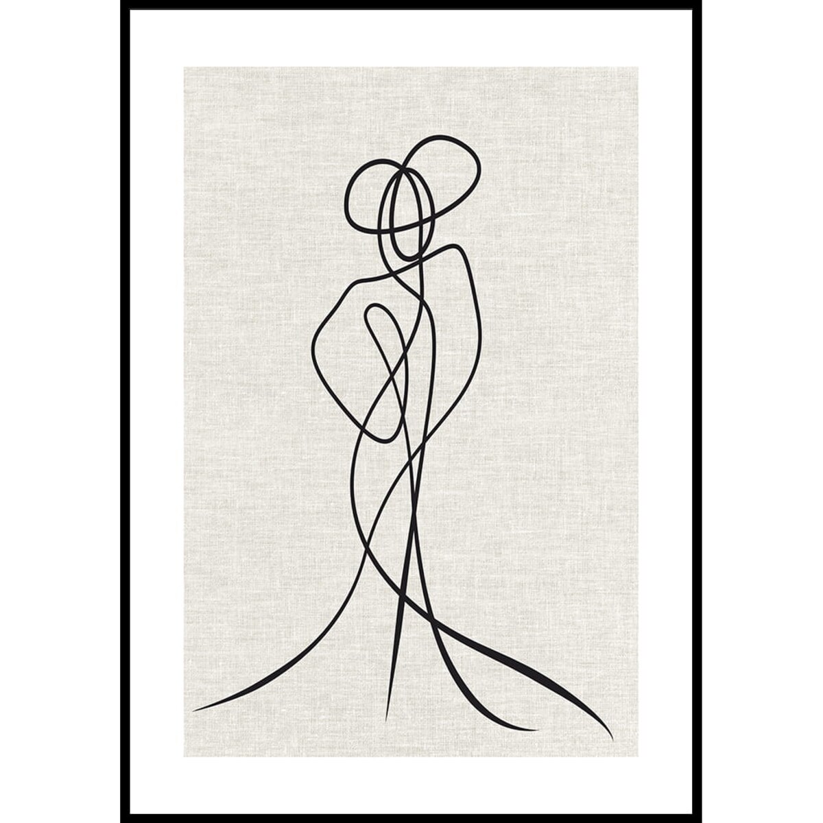 plakat line art kobieta w kapeluszu len2 70x100 cm