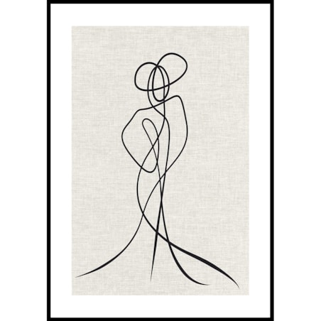 plakat line art kobieta w kapeluszu len2 70x100 cm