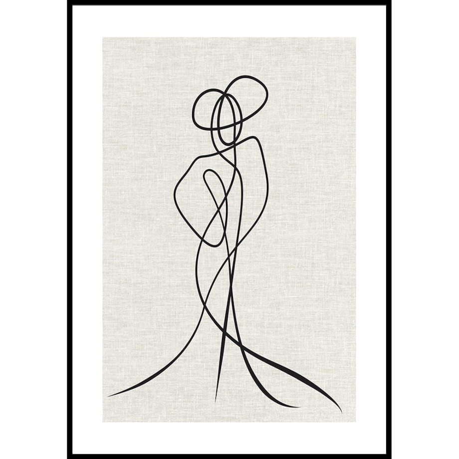 plakat line art kobieta w kapeluszu len2 70x100 cm