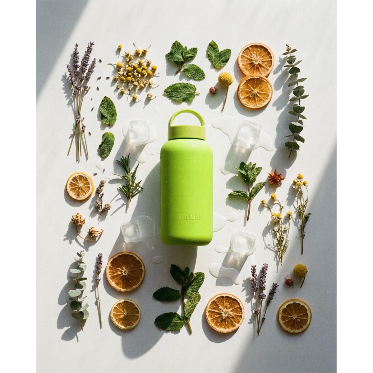 MUUKI DAILY BOTTLE szklana butelka na wodę 720 ml, Electric Lime
