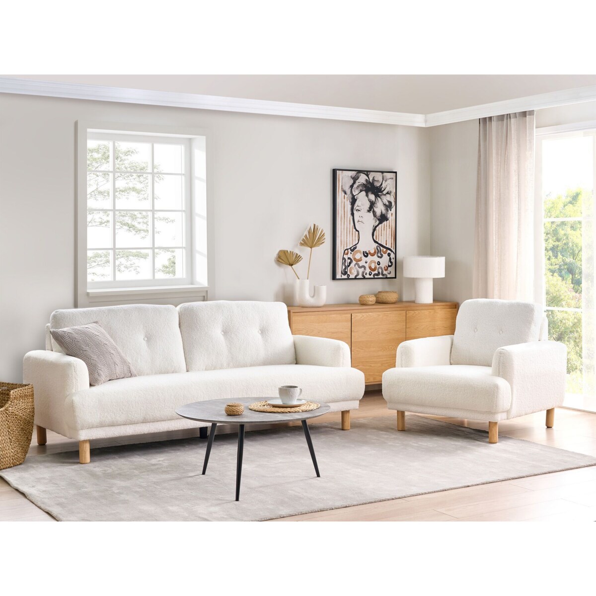 Sofa 3-osobowa boucle biała TUVE