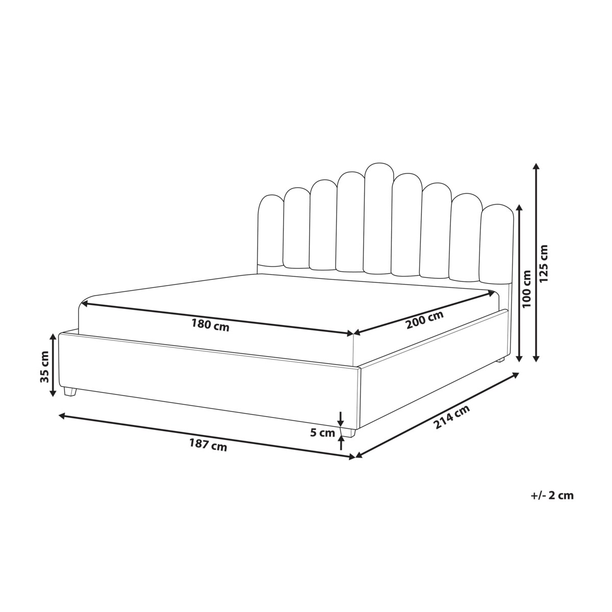 Łóżko z pojemnikiem welurowe 180 x 200 cm beżowoszare VINCENNES