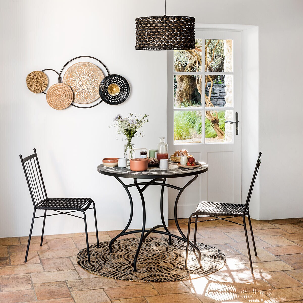 Dywan z juty okrągły, Ø 120 cm, geometryczny wzór