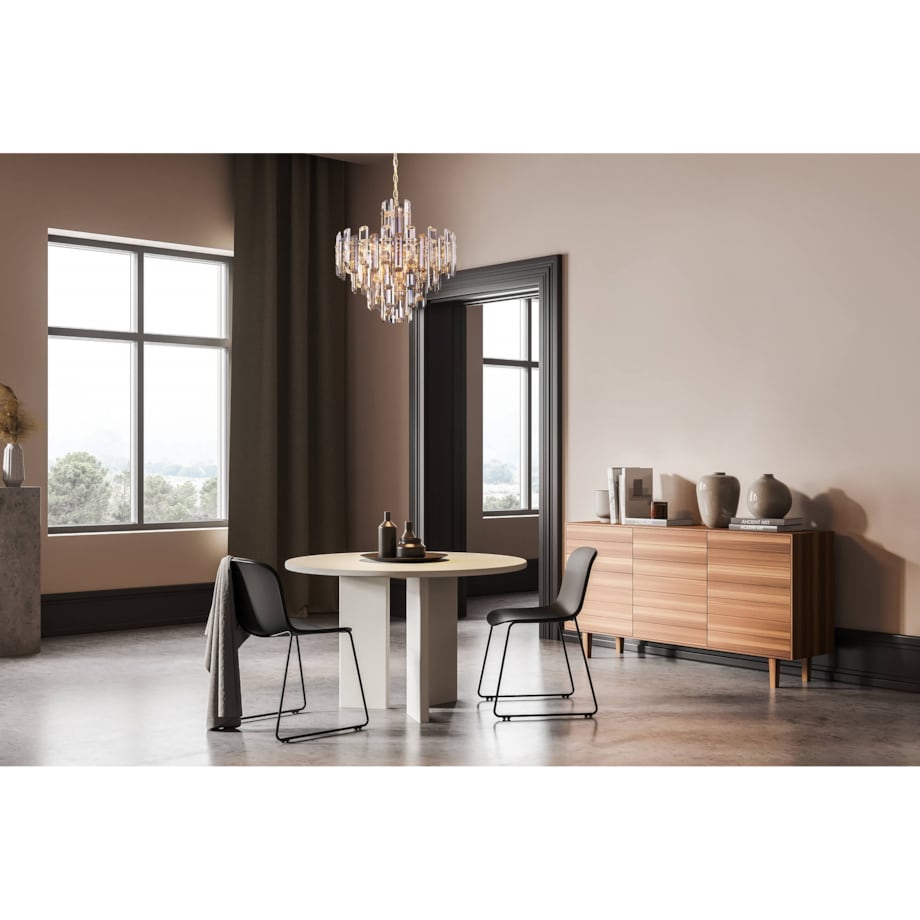 Kryształowy żyrandol wiszący Flare DIA200PL-08G na łańcuchu złoty