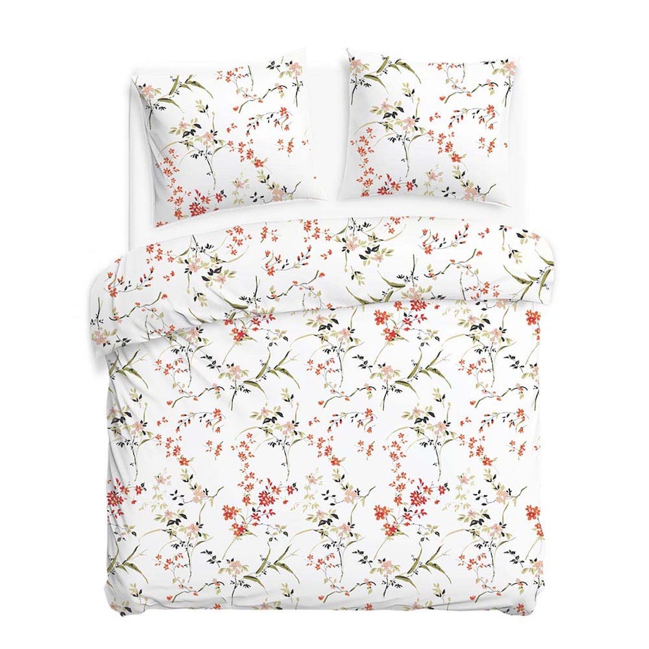 Pościel bawełniana 180x200 Bloome biała w kolorowe kwiaty, Cottonlove