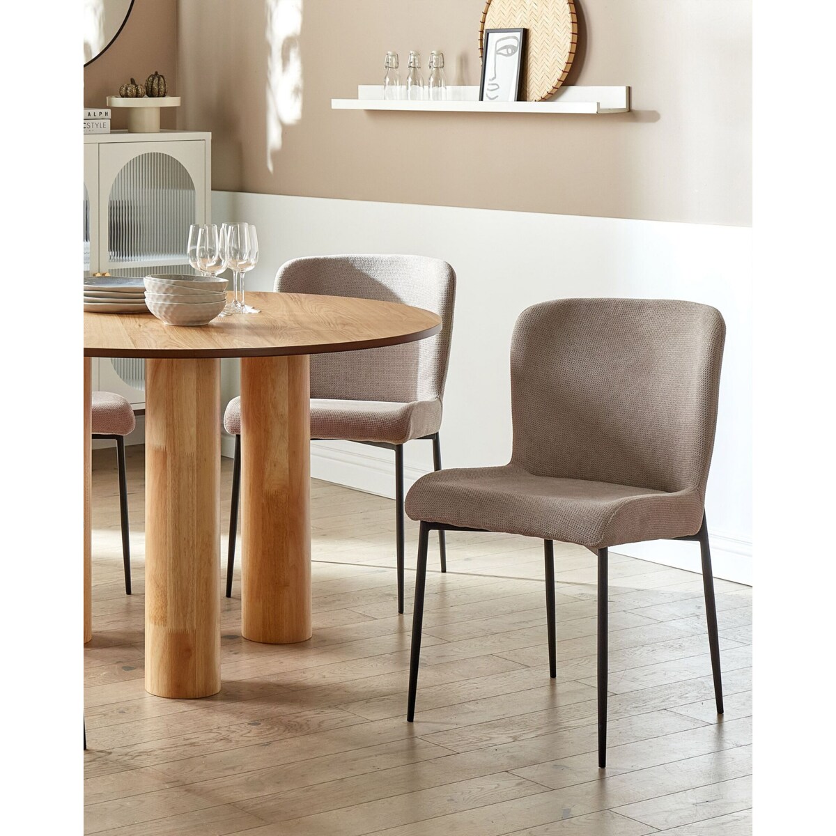 Zestaw 2 krzeseł do jadalni beżowoszary ADA