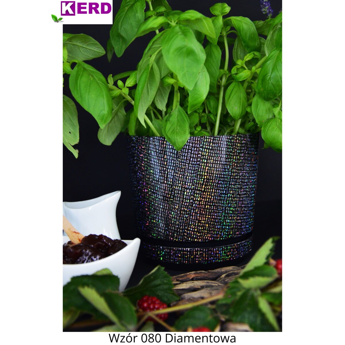 12 cm wzór DIAMENTOWA niezwykły tęczowy efekt holograficzne drobinki mieniąca brokatowa czarna połysk glamour