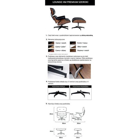 Szeroki fotel Lounge salonowy do wypoczynku czarny orzech, King Home