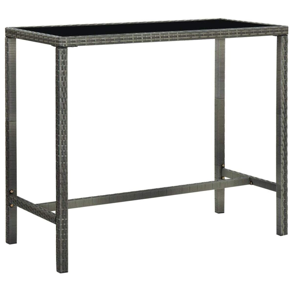 vidaXL Ogrodowy stolik barowy, szary 130x60x110 cm, polirattan i szkło