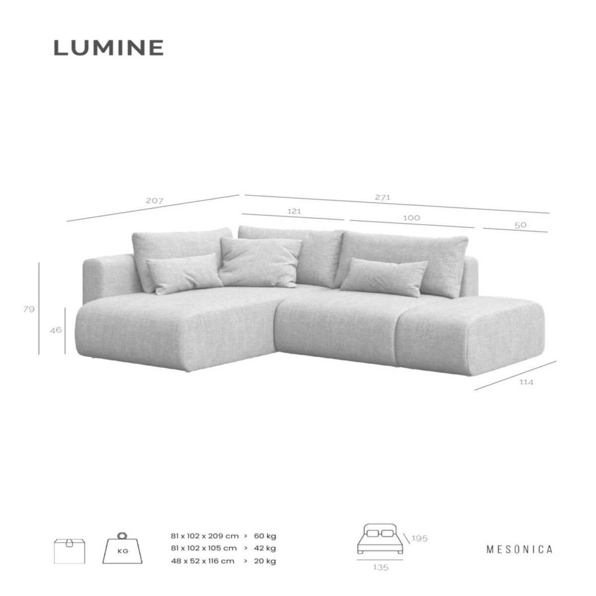 Lumine Sofa narożna - pomarańczowa