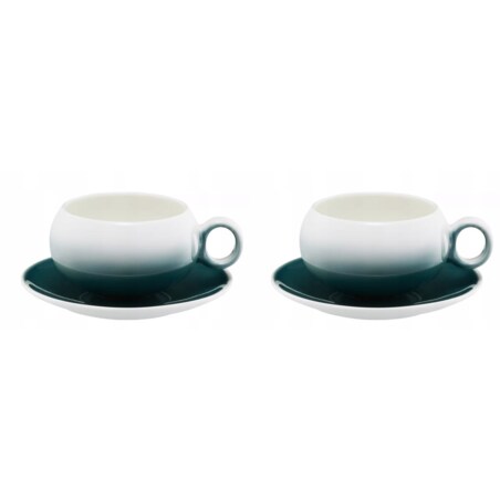 2x FILIŻANKA SPODEK CERAMIKA 250 ml na kawę espresso herbatę szmaragdowa