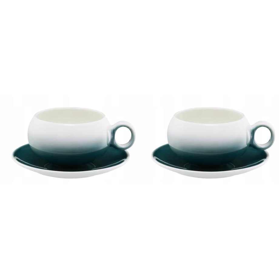 2x FILIŻANKA SPODEK CERAMIKA 250 ml na kawę espresso herbatę szmaragdowa