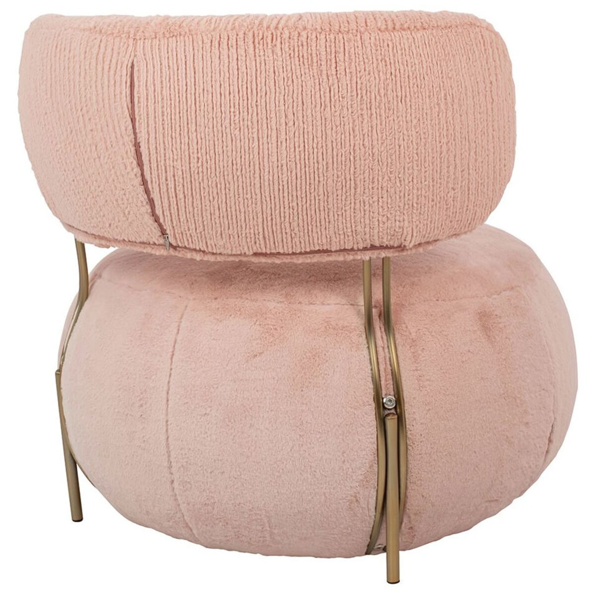Tapicerowany fotel Low Teddy Pink różowy do sypialni, King Home