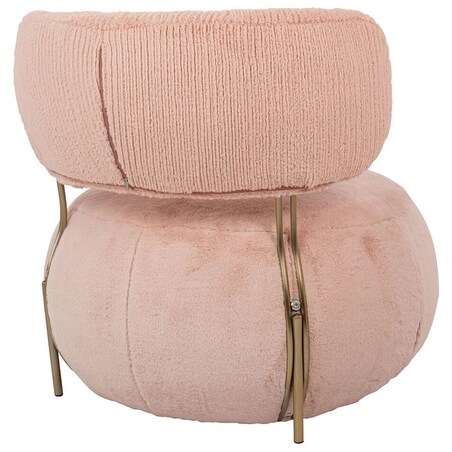 Tapicerowany fotel Low Teddy Pink różowy do sypialni, King Home