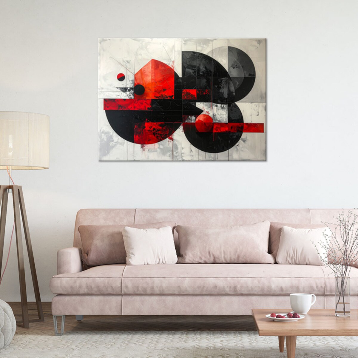 Obraz do salonu sypialni biura, Abstrakcyjne koła kształty czerwony czarny