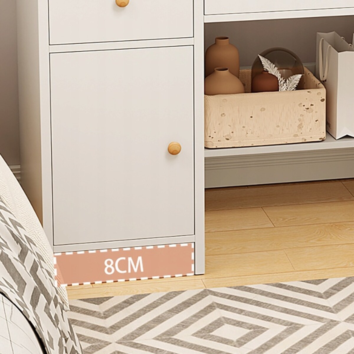 Toaletka z lustrem z szufladami biała glamour 100 cm