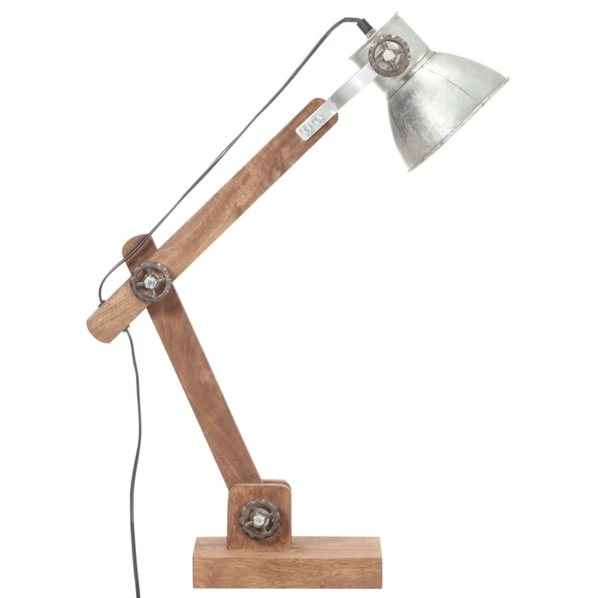 vidaXL Industrialna lampa stołowa, srebrna, okrągła, 58x18x90 cm, E27