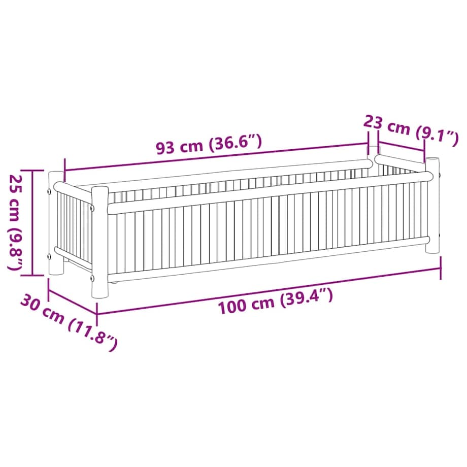 vidaXL Donica, 100x30x25 cm, bambusowa