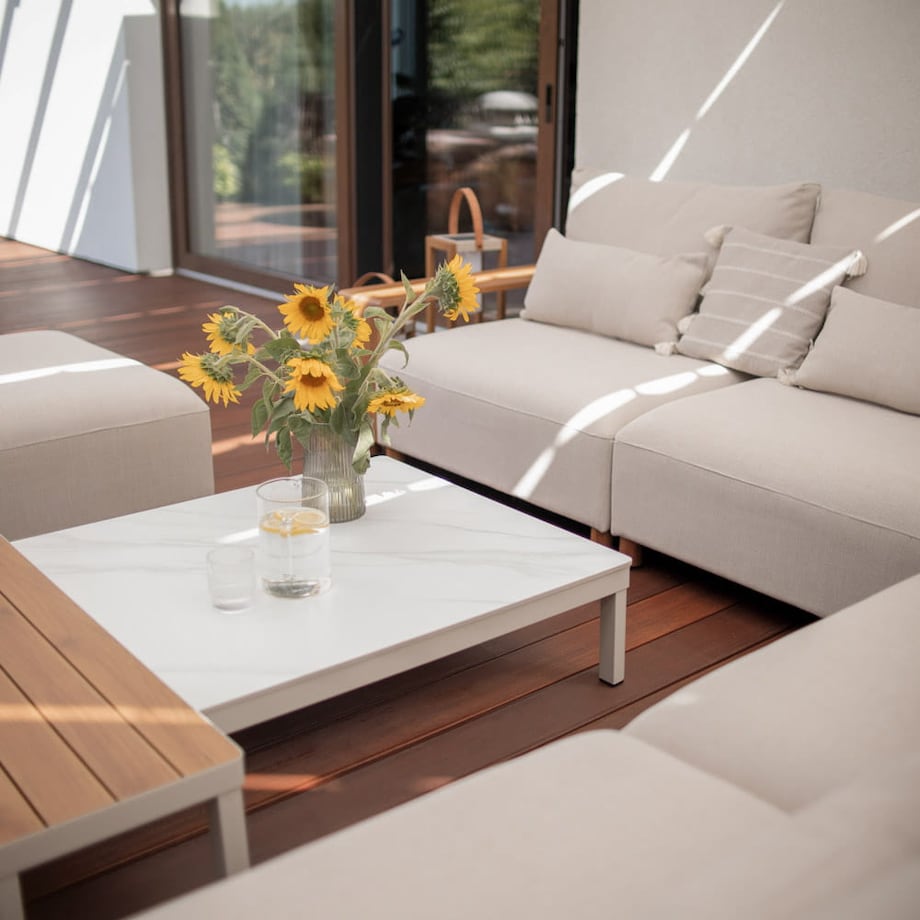 Zestaw mebli ogrodowych Kalem beżowy, modułowy, komplet wypoczynkowy