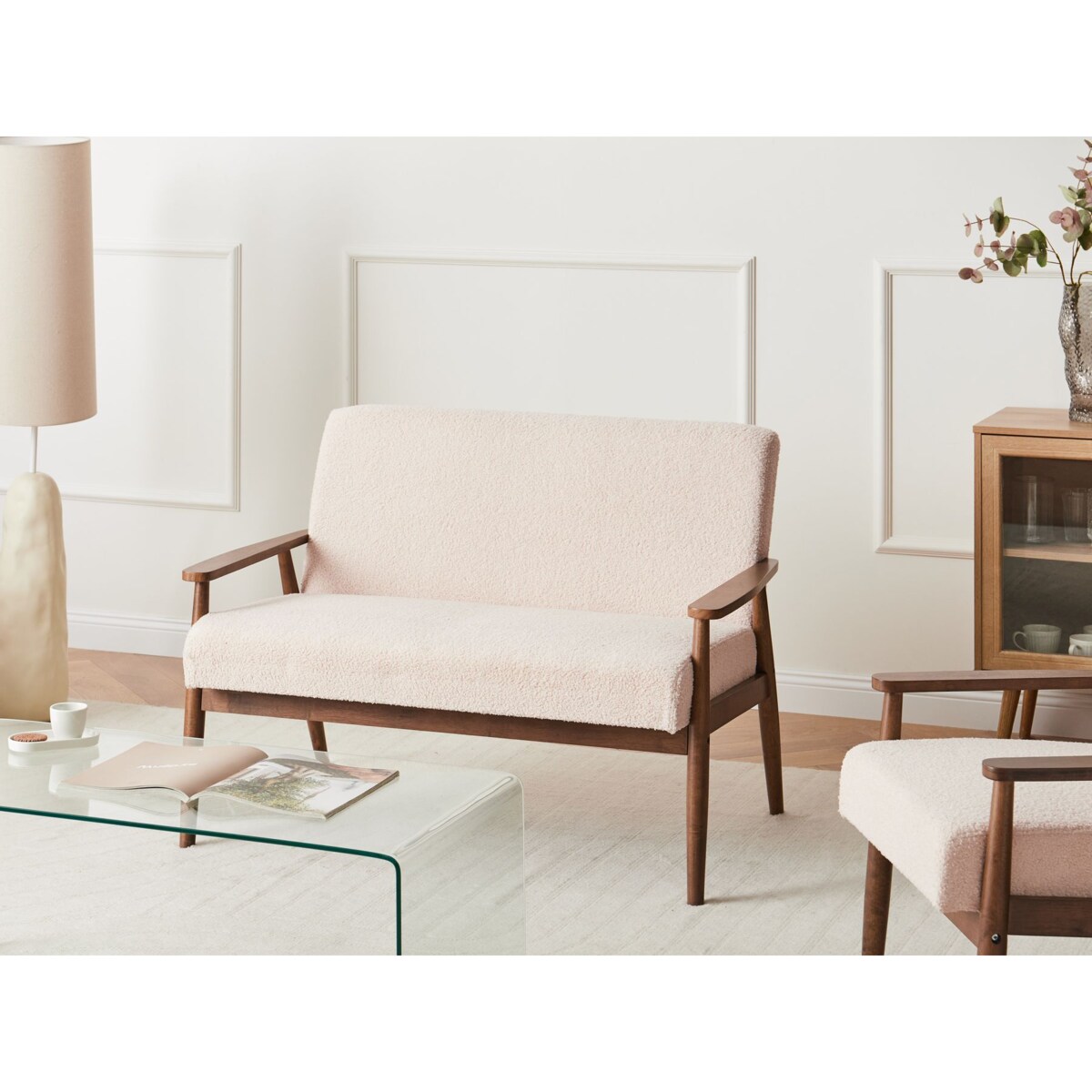 Sofa dla 2 osób ESRUM Boucle Ciemny brąz/ beżowy