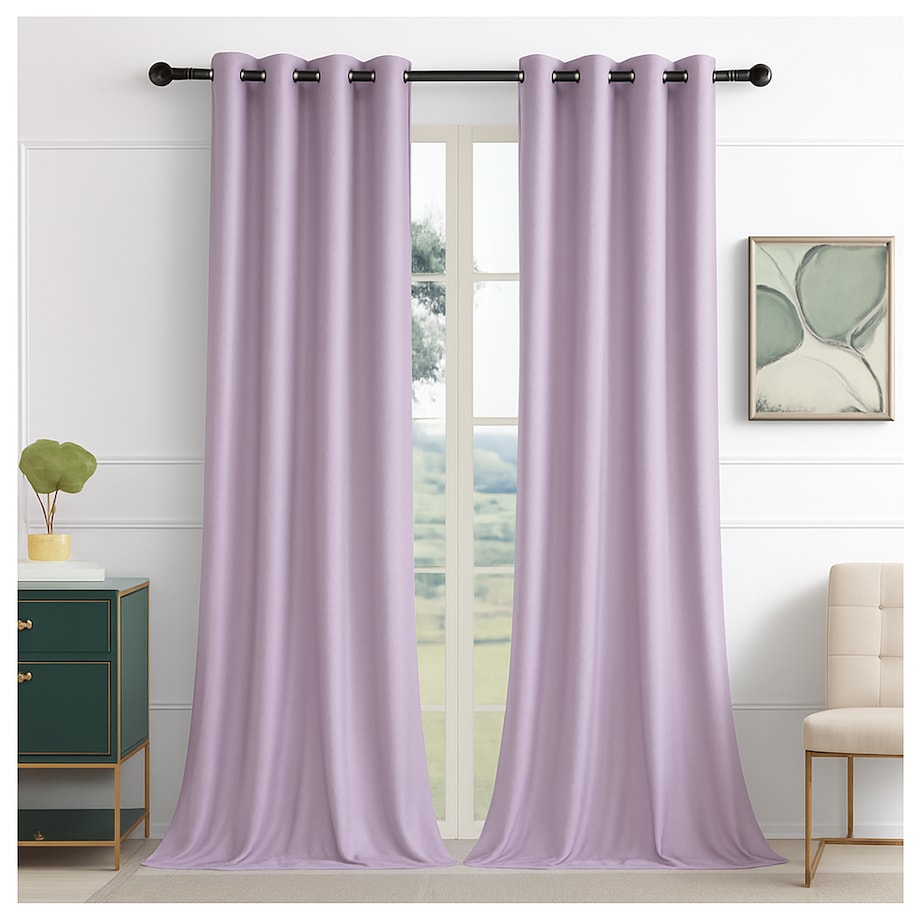 Zasłona welurowa gładka | 140x250 cm przelotki | fioletowy