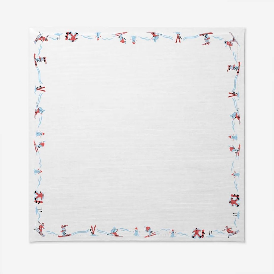 Obrus świąteczny - Narciarze 140x140 cm