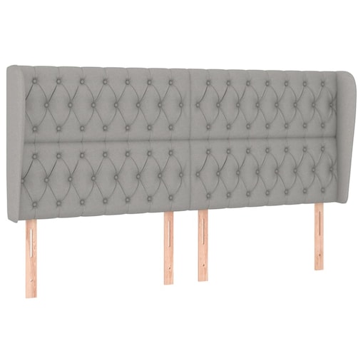 vidaXL Zagłówek uszak, jasnoszary, 183x23x118/128 cm, tkanina