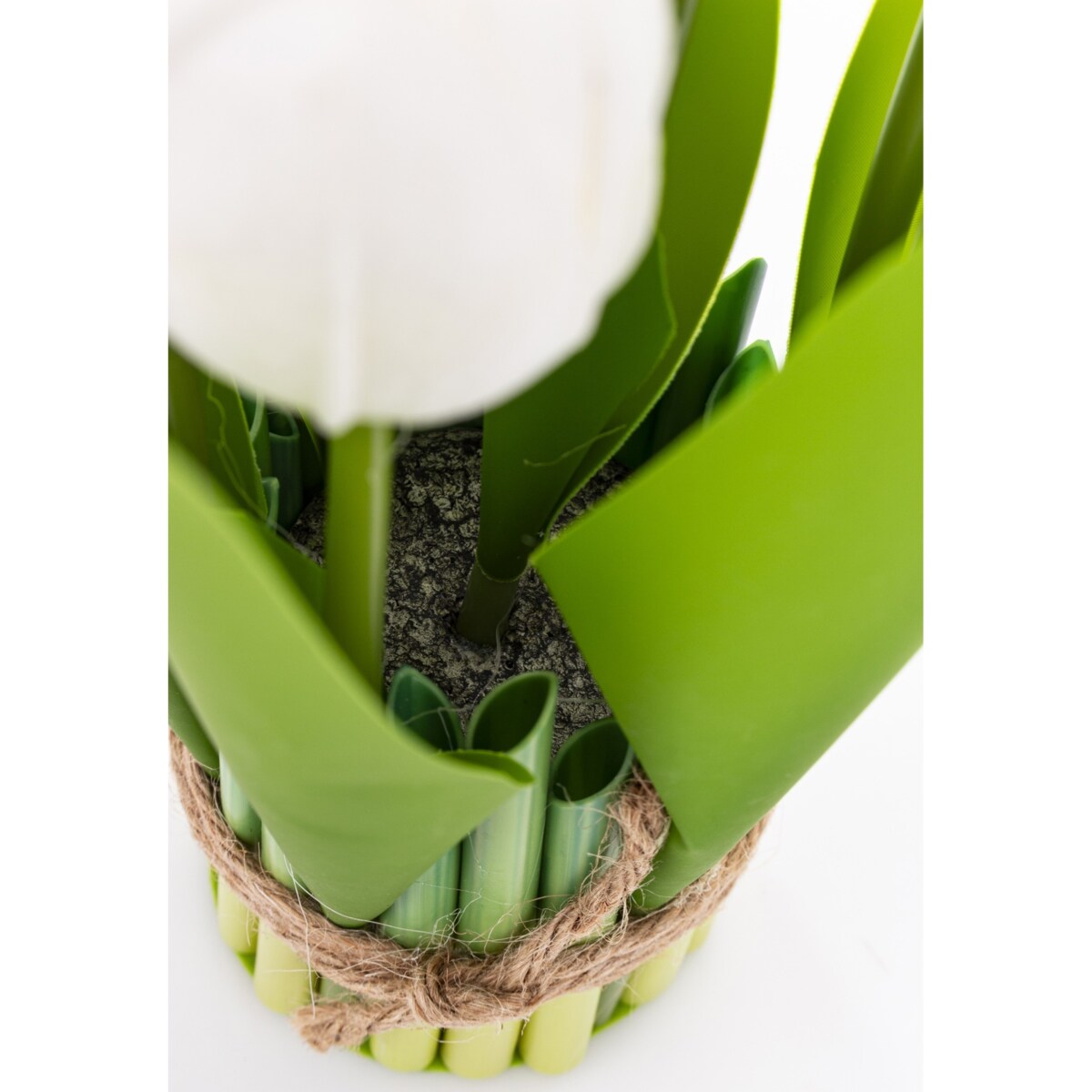 Dekoracja - bukiet sztucznych kwiatów 28x13x13 cm TULIPANY białe