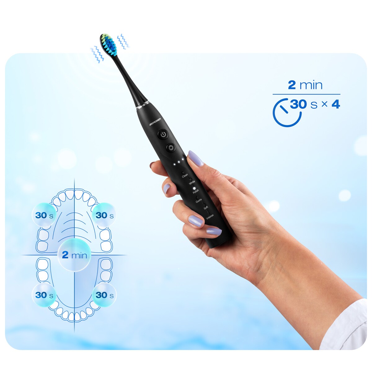 Szczoteczka soniczna do zębów Berdsen Galaxy czarna + etui 322000