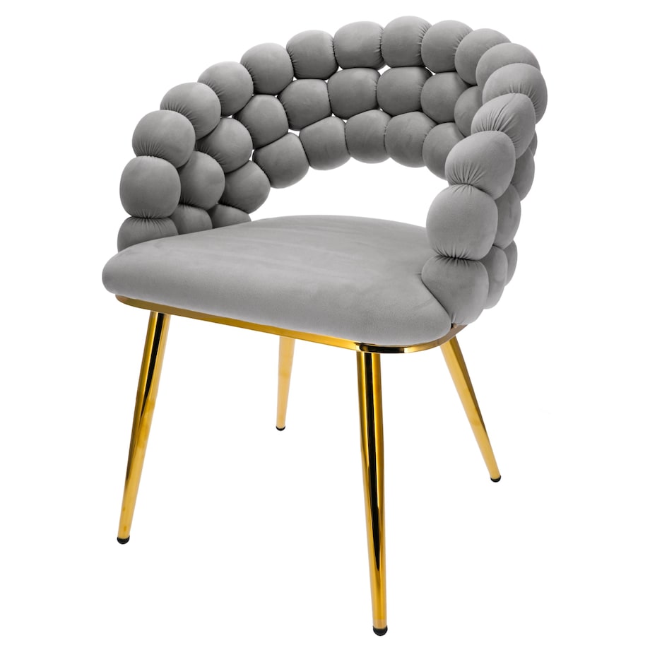 Krzesło welurowe BELLA tapicerowane szare