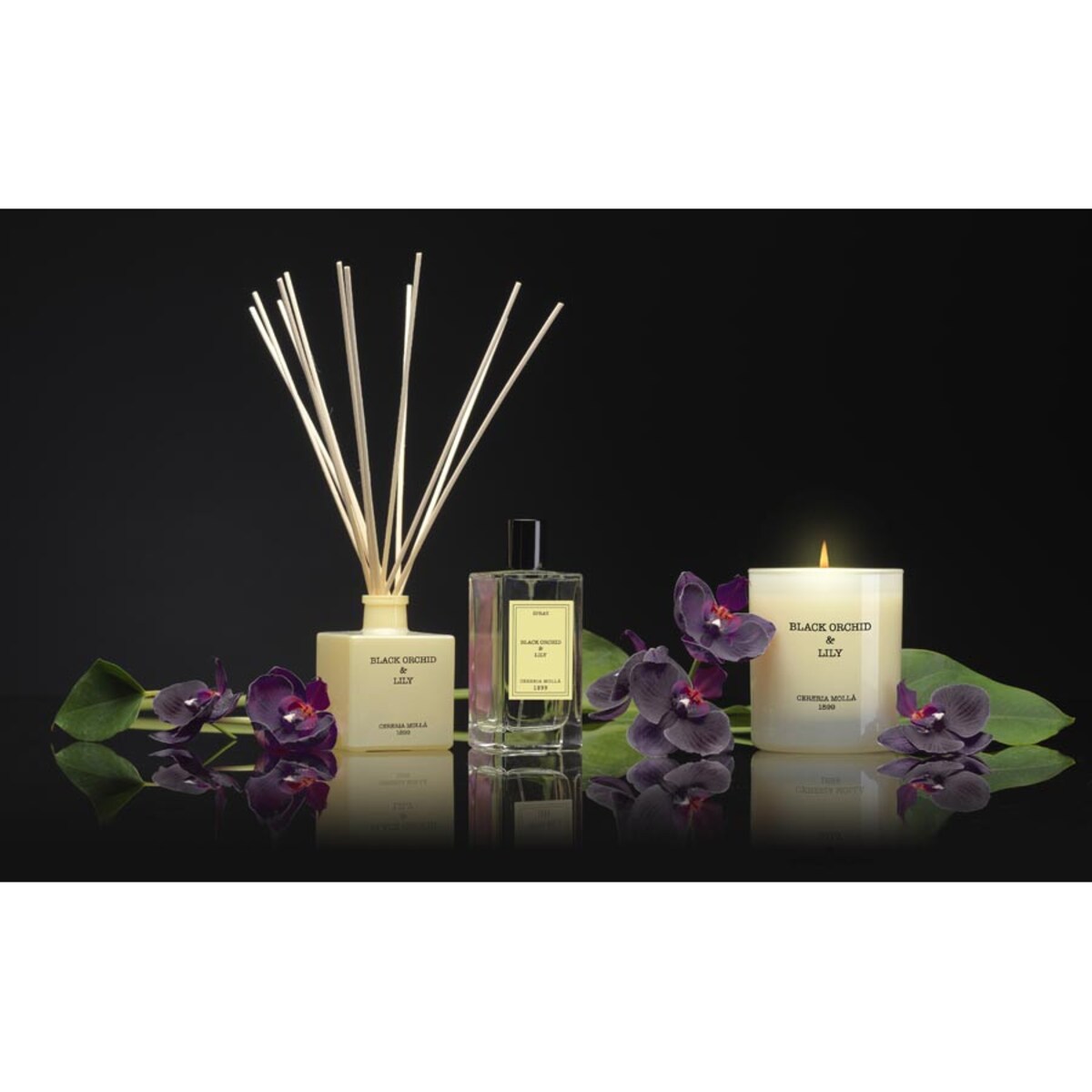 Świeca zapachowa Black Orchid & Lily, 230 g, Cereria Molla