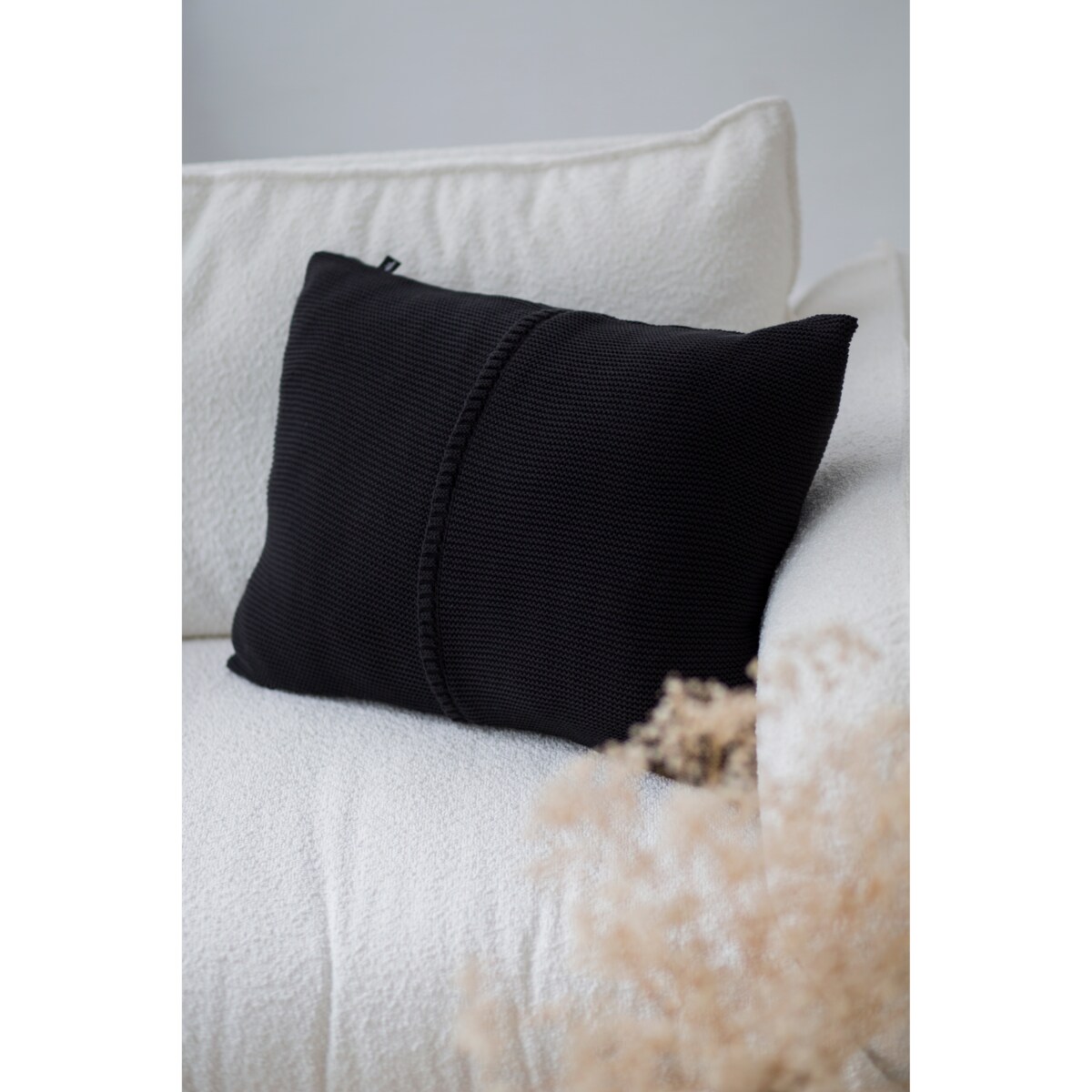 Poszewka klasyczna z przeszyciem grafitowa, 40 x 60 cm, La Manta