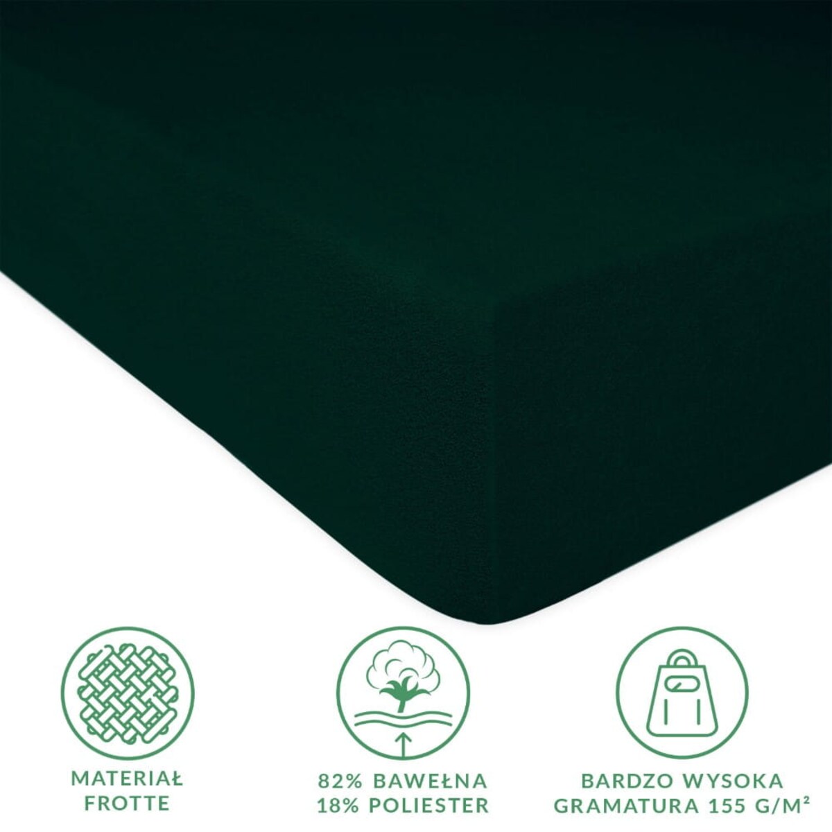 Prześcieradło frotte z gumką 200x220 kolor zieleń butelkowa