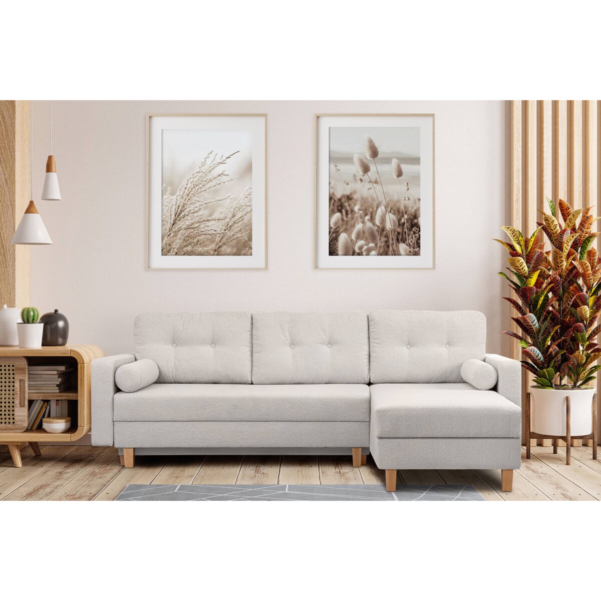 KONSIMO ERISO Narożnik biały owca, składany, prawy/lewy