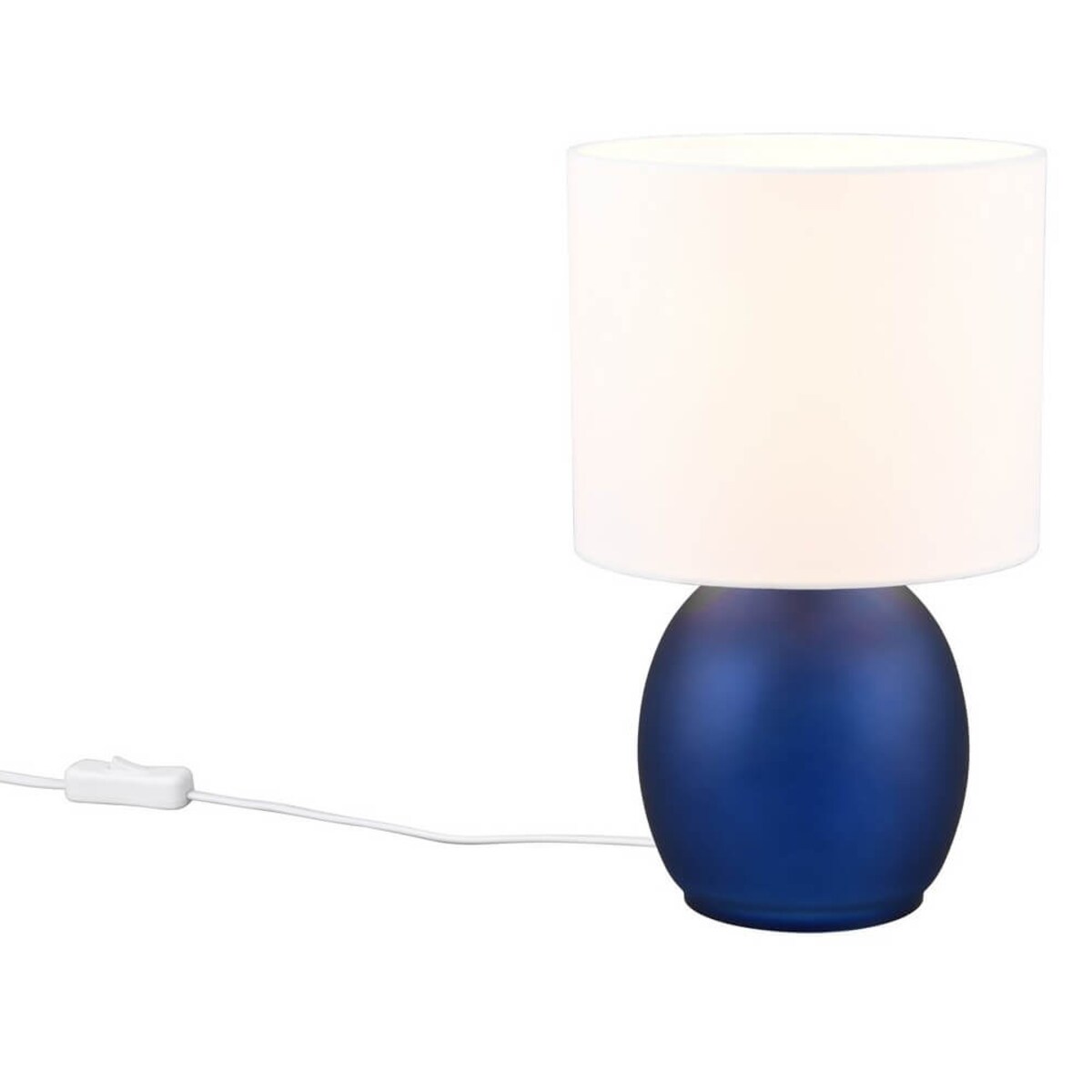 Szklana lampa stojąca Vela 517900112 Trio na komodę biała granatowa