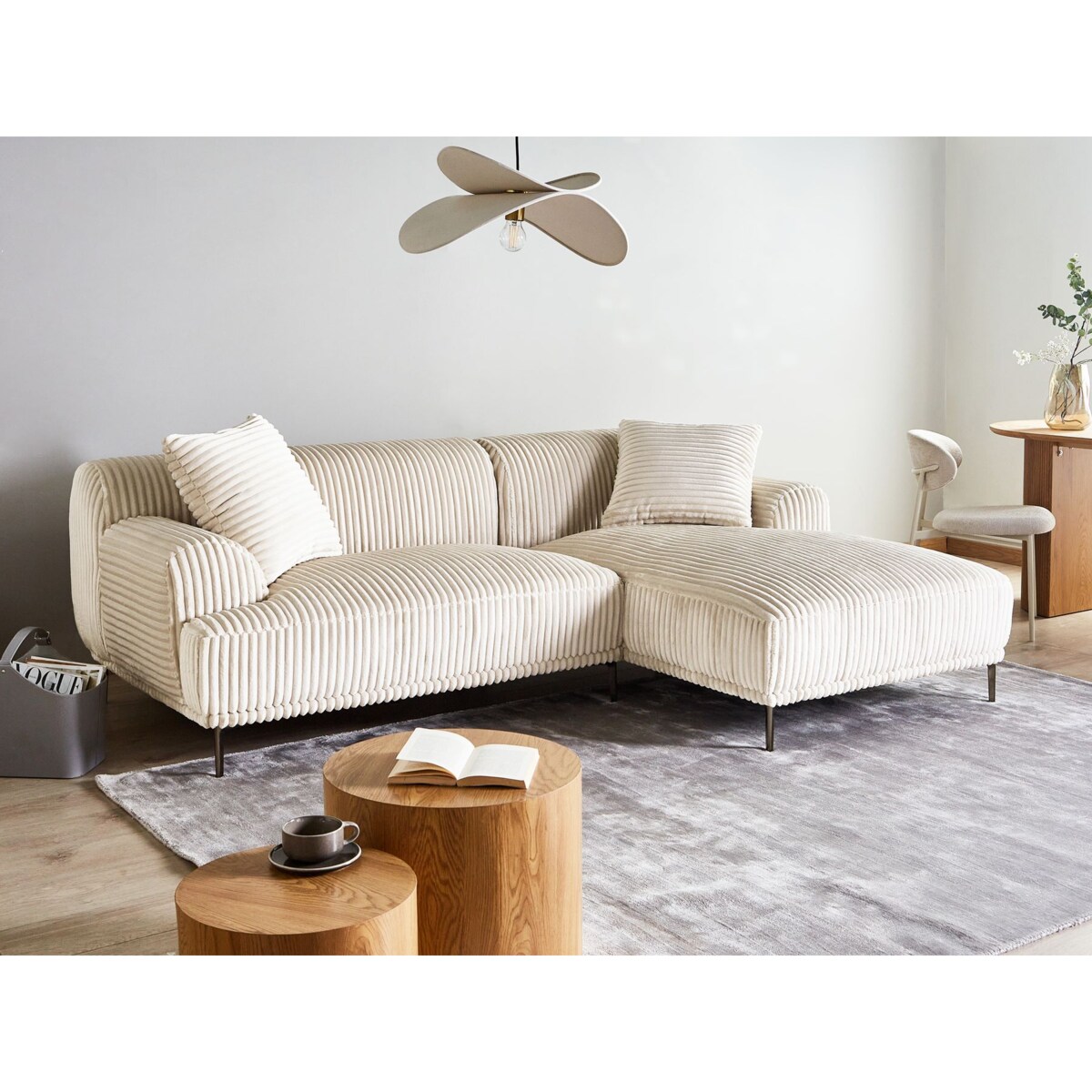 Narożnik lewostronny sztruksowy złamana biel STENUM