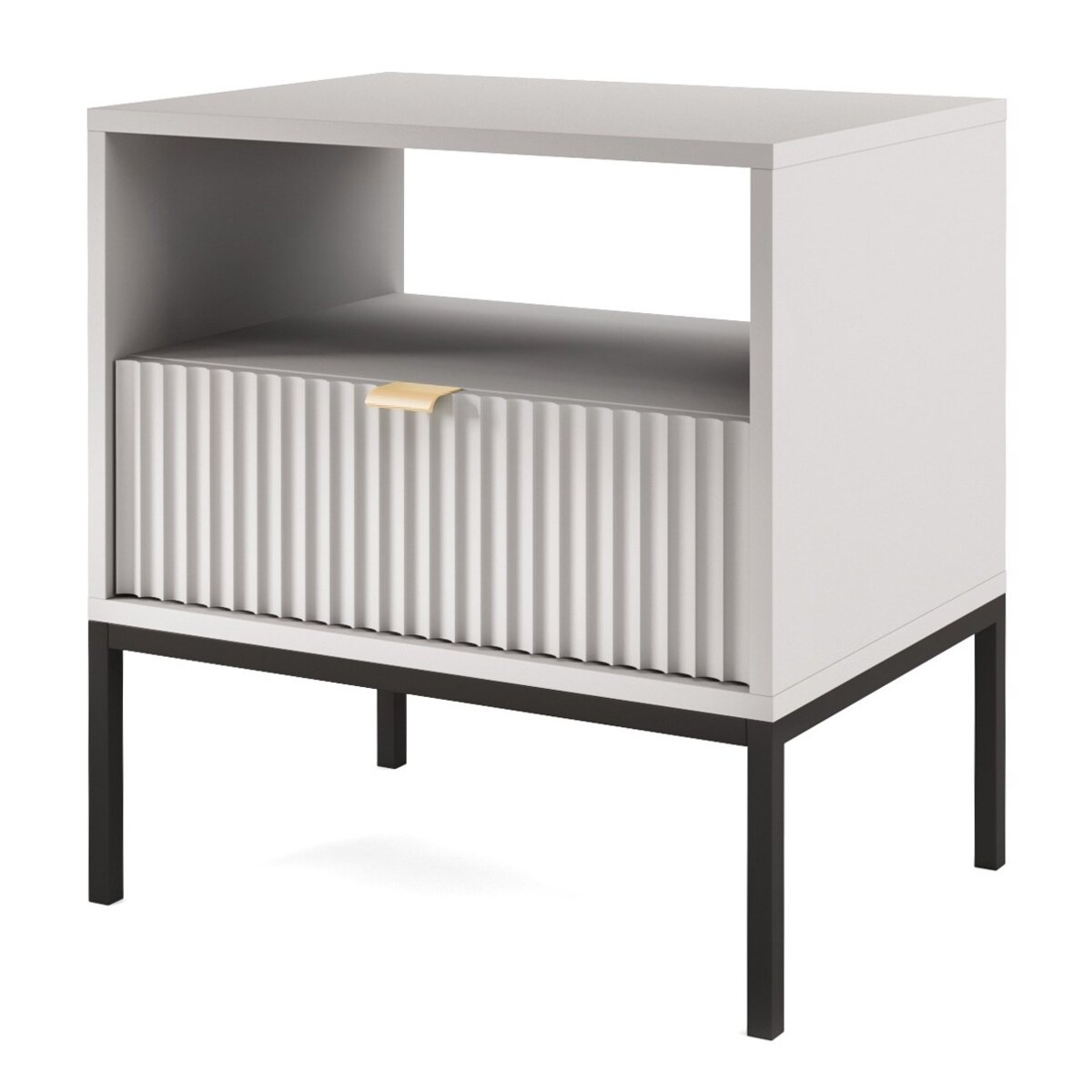 Szafka nocna Delicious ryflowana szara