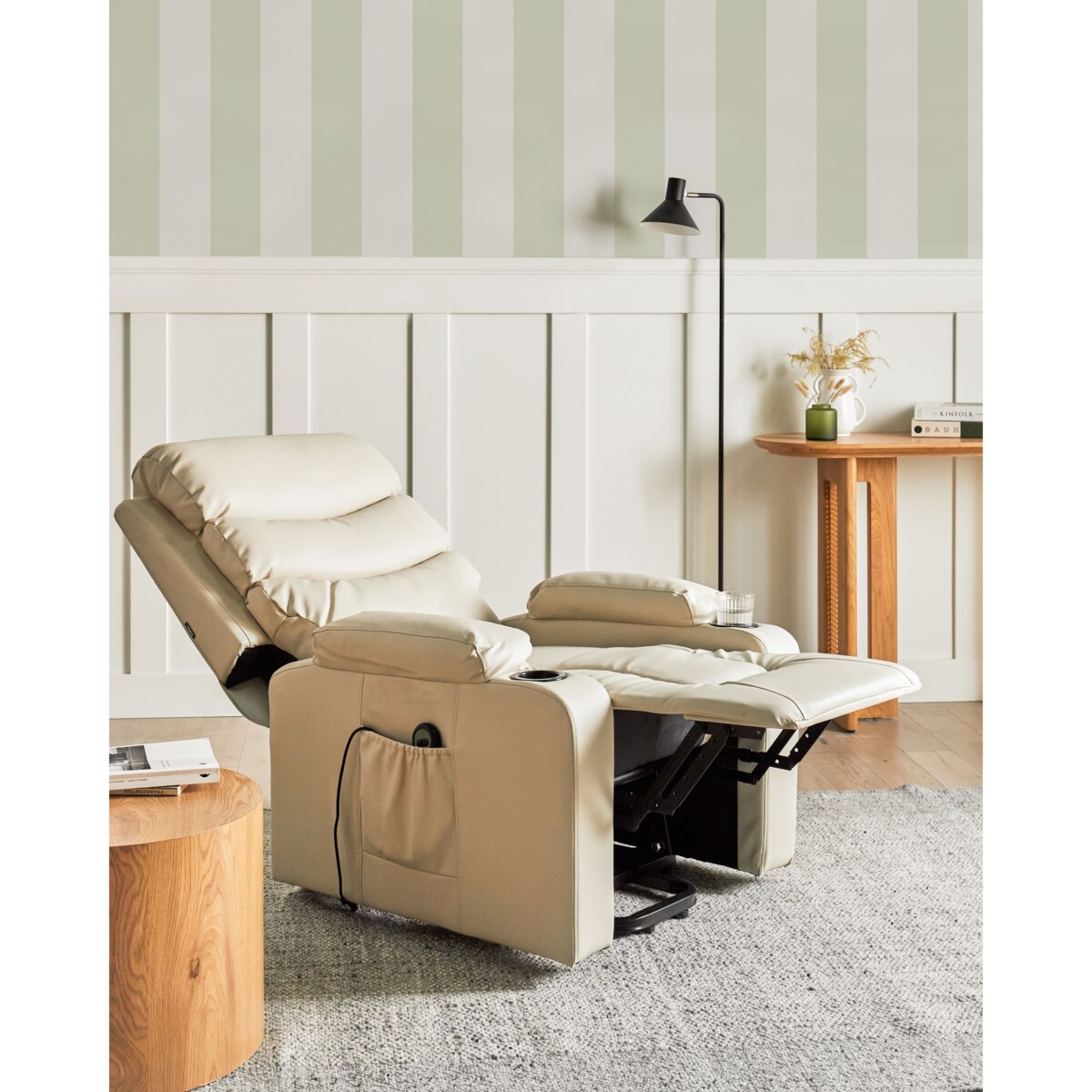 Elektryczny fotel rozkładany ETER Ekoskóra Beżowy