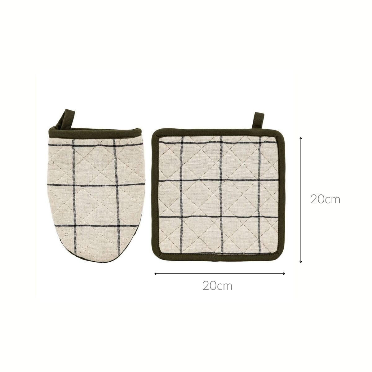 Rękawica kuchenna i łapka w kratę HELU, 100% bawełny