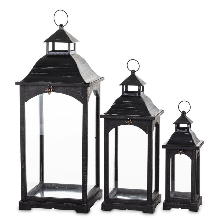 Lampiony dekoracyjne 3 szt. 83/63/46x31/23/15,5 cm PILAN