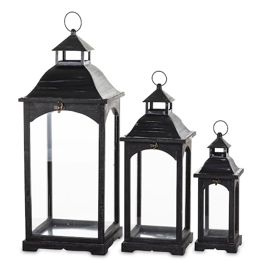 Lampiony dekoracyjne 3 szt. 83/63/46x31/23/15,5 cm PILAN