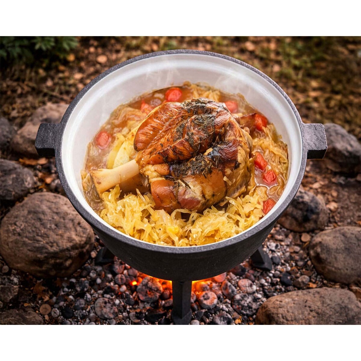 Garnek emaliowany kociołek żeliwny Berdsen BD-481 emaliowany 11L na ognisko grill trwały