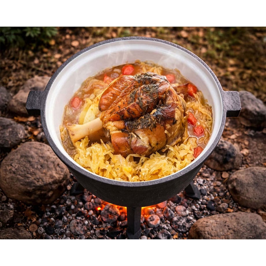 Garnek emaliowany kociołek żeliwny Berdsen BD-481 emaliowany 11L na ognisko grill trwały