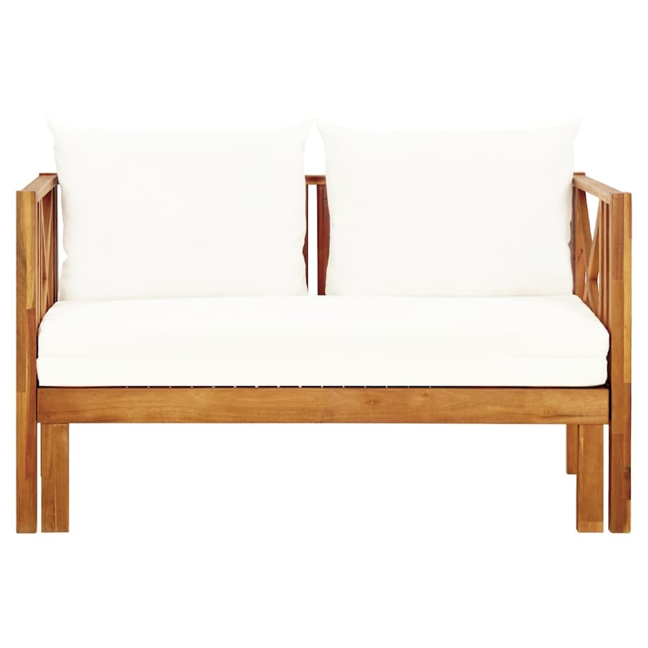 vidaXL 2-osobowa ławka ogrodowa z poduszkami, 122 cm, drewno akacjowe