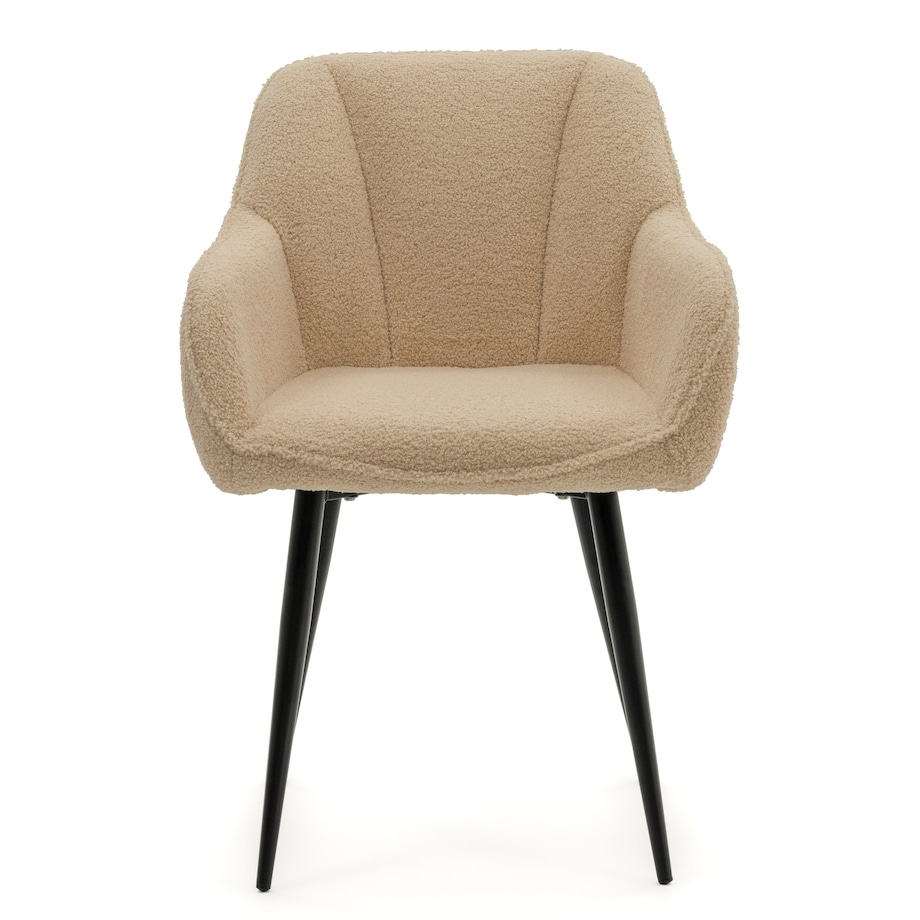 Krzesło tapicerowane welurowe LAGO boucle teddy beżowe