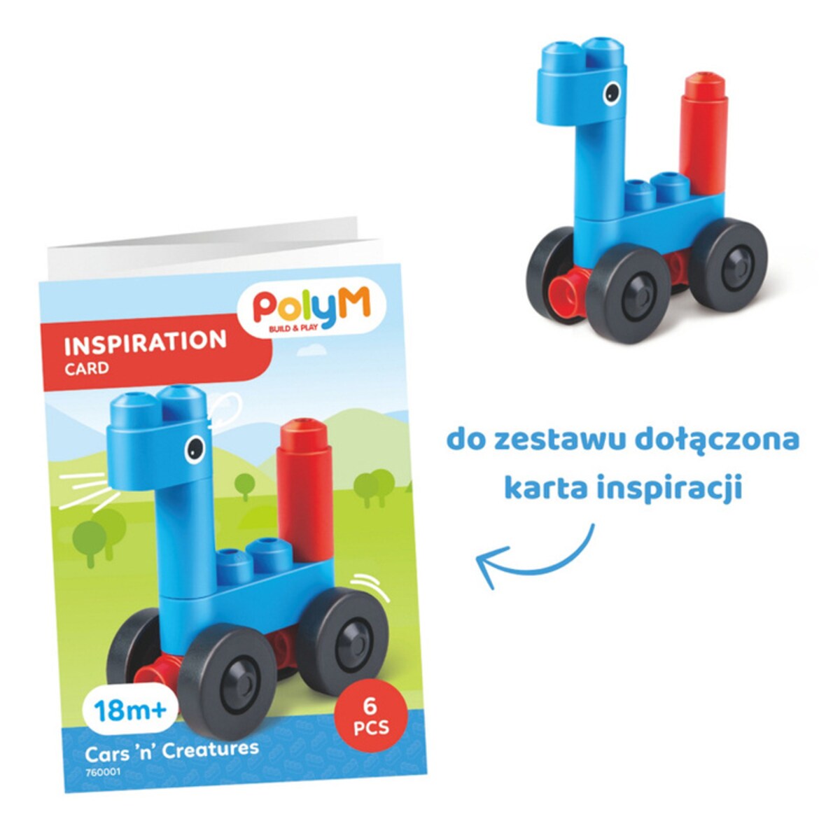 Miękkie Klocki Konstrukcyjne Auta i Zwierzęta 6 el. 18m+ PolyM