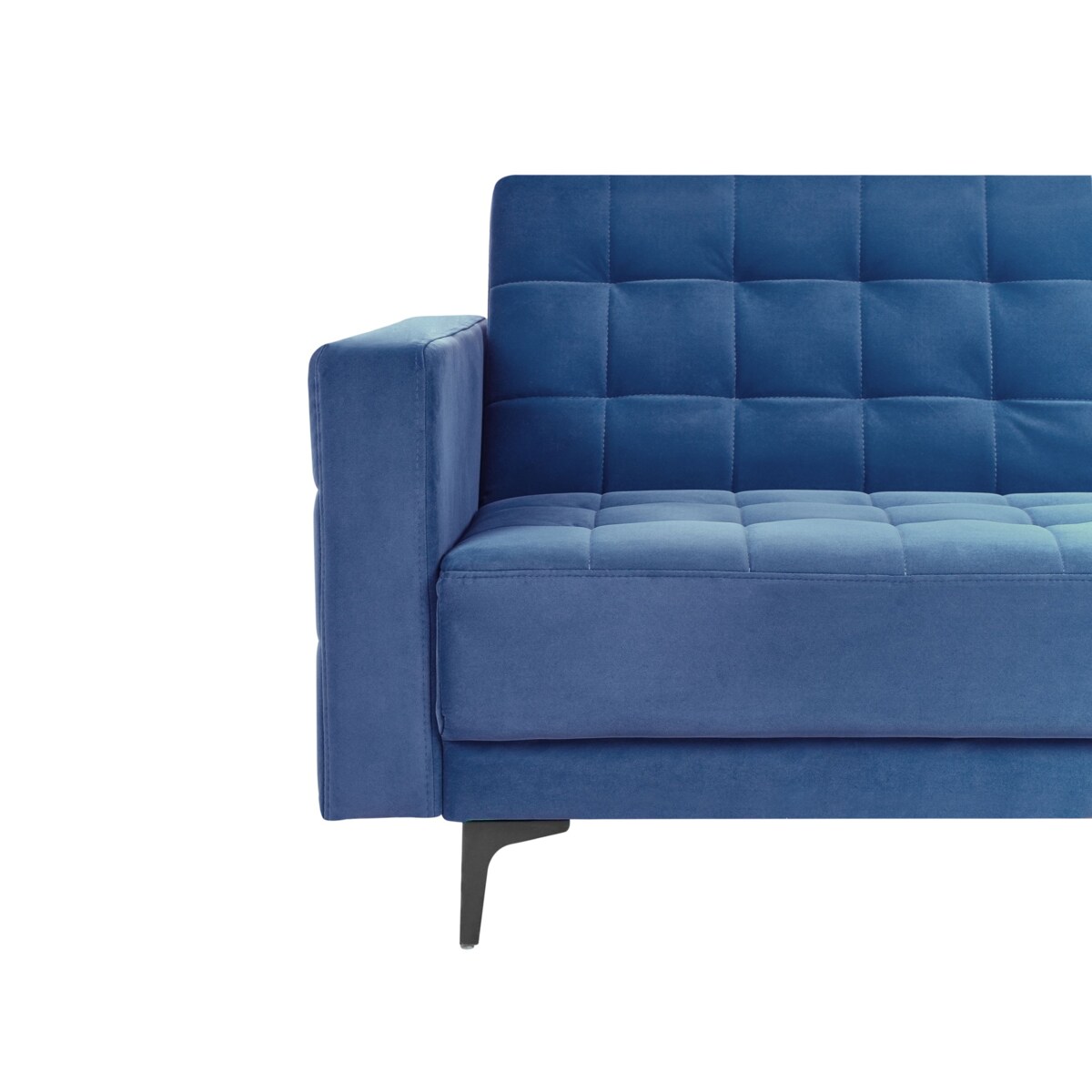 Sofa lewostronna rozkładana welurowa niebieska ABERDEEN