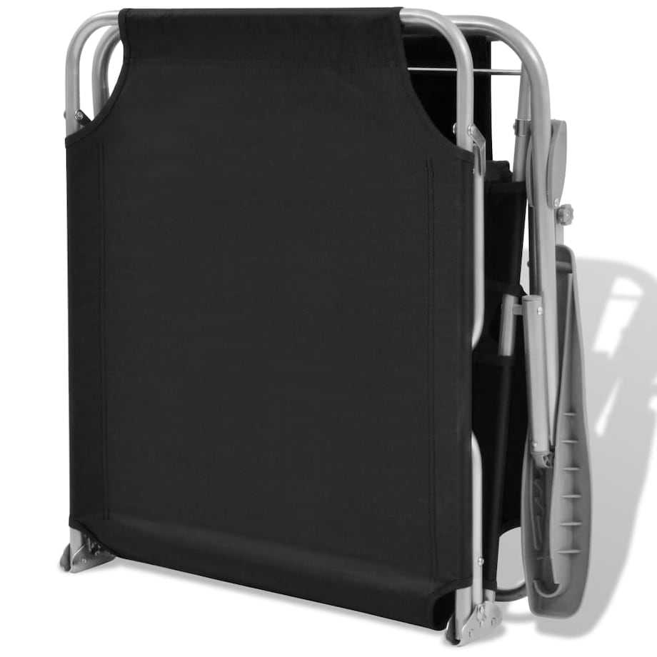 vidaXL Leżak z daszkiem, stalowy, czarny