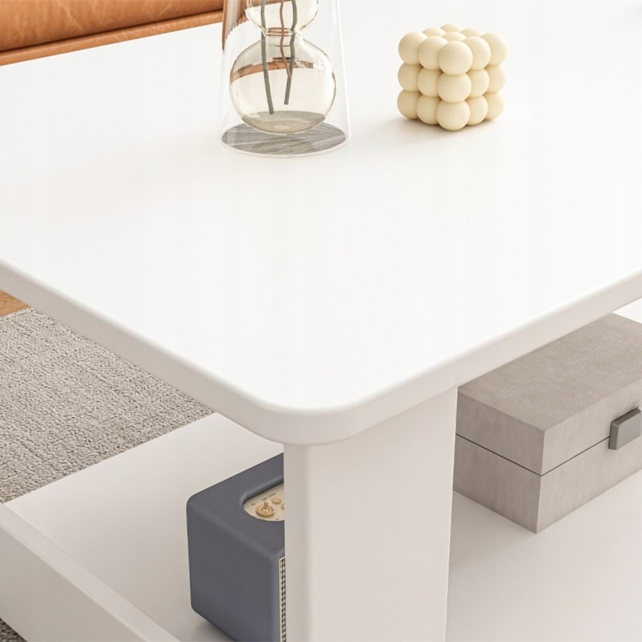 Ława stolik biały kawowy nowoczesny z półką salon pokój loft duży 100 cm