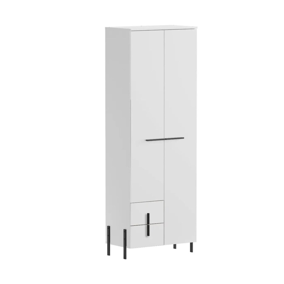 Szafa JUSTINE 2D2S biała/biały połysk